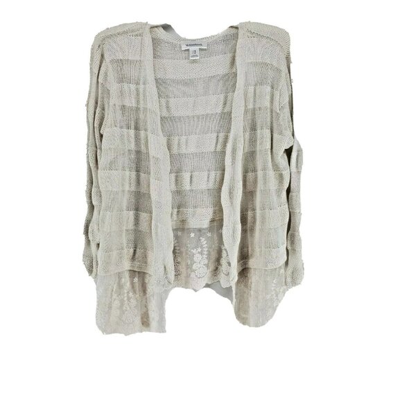 2 Motherhood Maternity Cardigan Women Size XL Cream Blue Lace Bottom - Picture 3 of 12